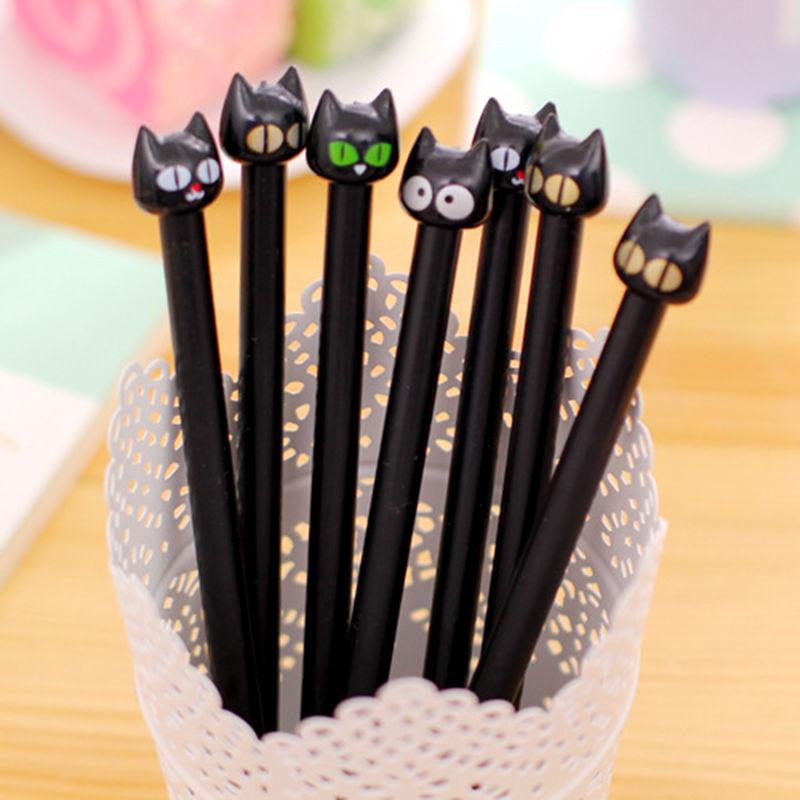 5pcs/set Black Cat Gel Pen Cute Stationery Creative Gift School Supplies 0.5mm