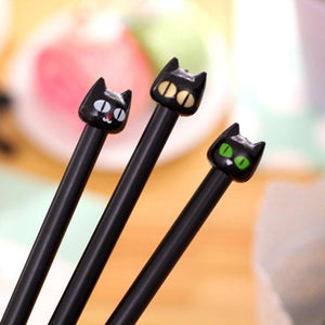 5pcs/set Black Cat Gel Pen Cute Stationery Creative Gift School Supplies 0.5mm