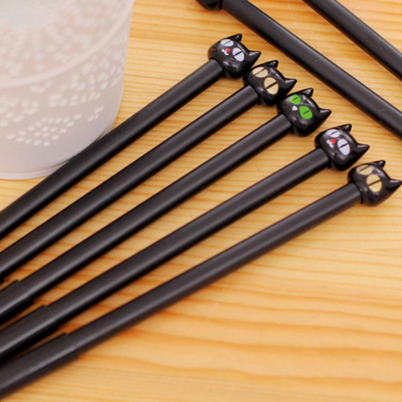 5pcs/set Black Cat Gel Pen Cute Stationery Creative Gift School Supplies 0.5mm