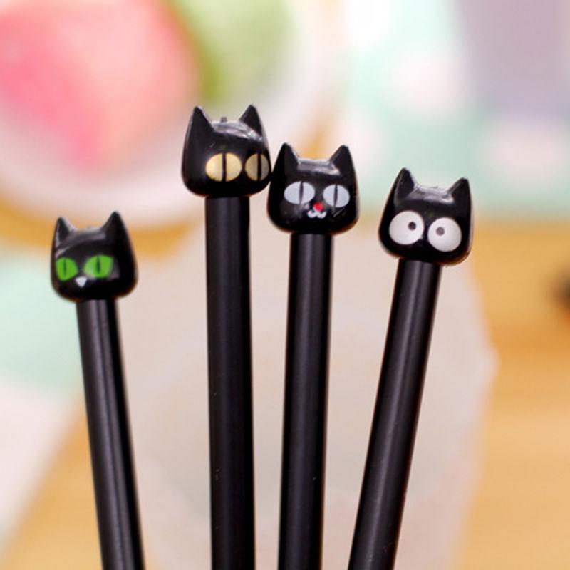 5pcs/set Black Cat Gel Pen Cute Stationery Creative Gift School Supplies 0.5mm