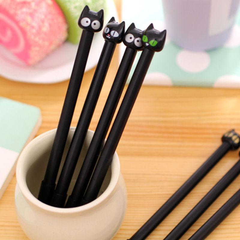 5pcs/set Black Cat Gel Pen Cute Stationery Creative Gift School Supplies 0.5mm