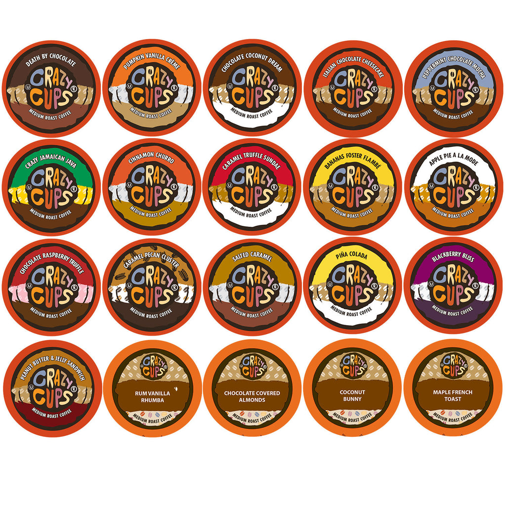 Crazy Cups Flavored Coffee Single Serve for Keurig K Cups Brewer Variety Pack,20