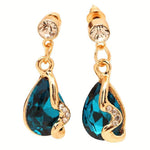 Rhinestone And Crystal Jewelry Earrings Water Wedding For Women Blue