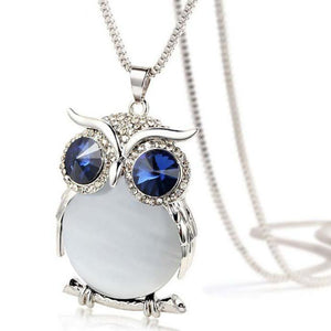 Women Owl Pendant Diamond Sweater Chain Long Necklace Jewelry BU
