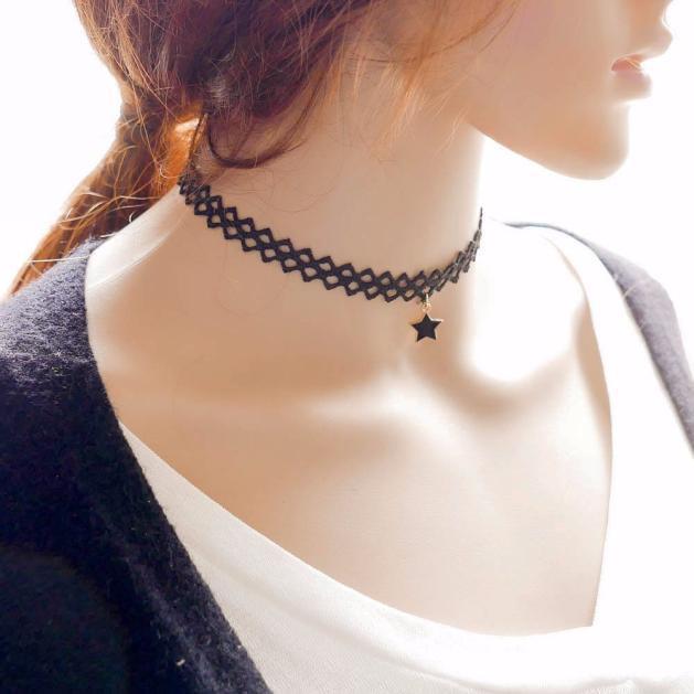 Women Pentagram Pendant Clavicle Chain Necklace Collar Choker Jewelry