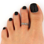 2PC Women Antique Toe Ring Foot Beach Silver Metal Adjustable Jewelry